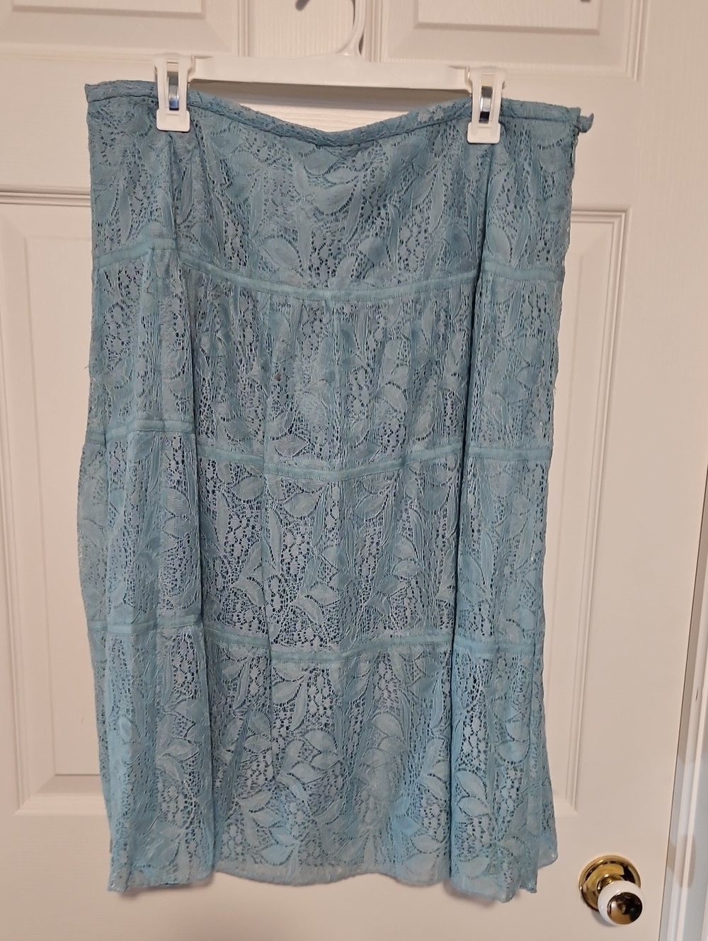 Jones Wear Light Blue Lace Midi Skirt